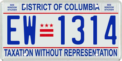 DC license plate EW1314