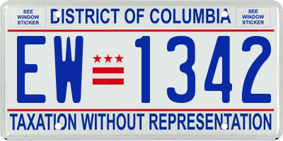 DC license plate EW1342