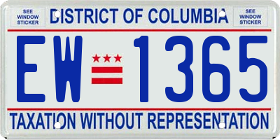 DC license plate EW1365