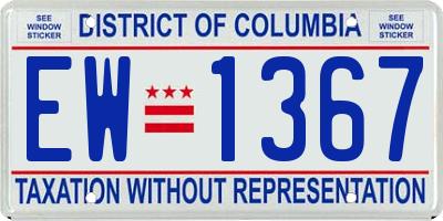 DC license plate EW1367