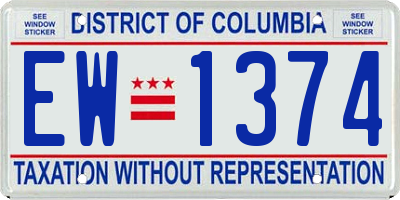 DC license plate EW1374