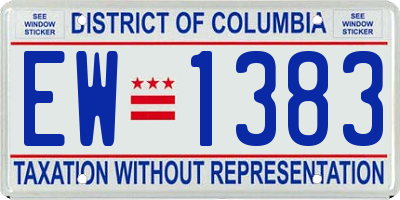 DC license plate EW1383