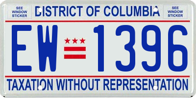 DC license plate EW1396