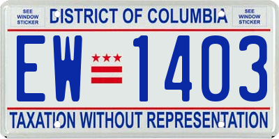 DC license plate EW1403