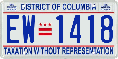 DC license plate EW1418