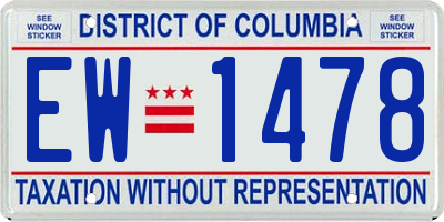 DC license plate EW1478