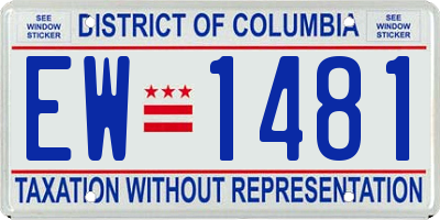 DC license plate EW1481
