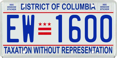 DC license plate EW1600