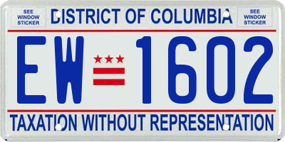 DC license plate EW1602