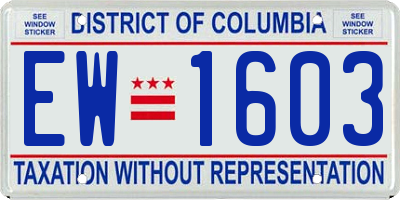 DC license plate EW1603