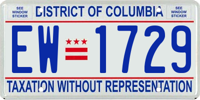 DC license plate EW1729