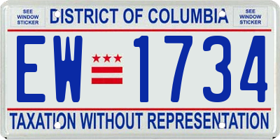 DC license plate EW1734