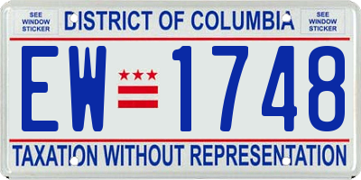 DC license plate EW1748