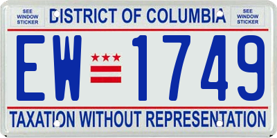 DC license plate EW1749