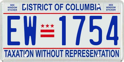 DC license plate EW1754