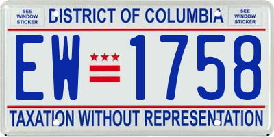 DC license plate EW1758