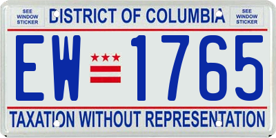DC license plate EW1765