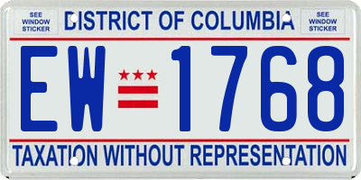 DC license plate EW1768