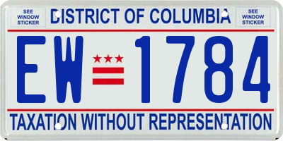 DC license plate EW1784