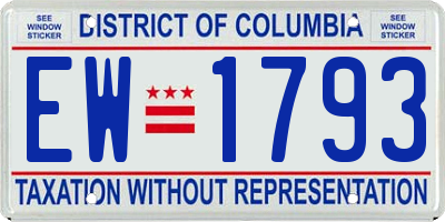 DC license plate EW1793