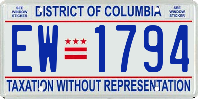 DC license plate EW1794