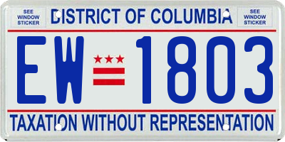 DC license plate EW1803