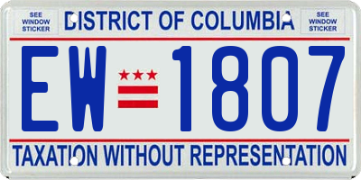 DC license plate EW1807