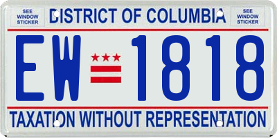 DC license plate EW1818