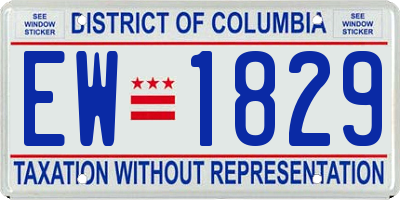 DC license plate EW1829