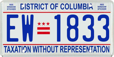DC license plate EW1833