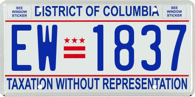 DC license plate EW1837