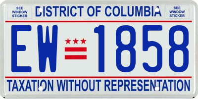 DC license plate EW1858