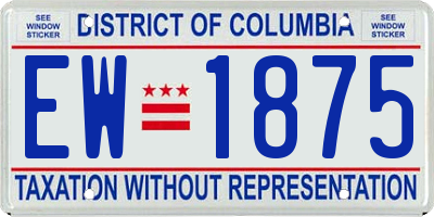 DC license plate EW1875