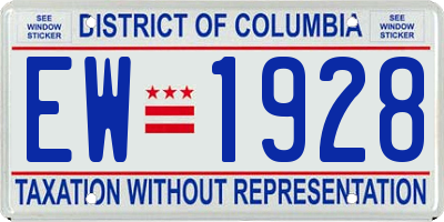 DC license plate EW1928