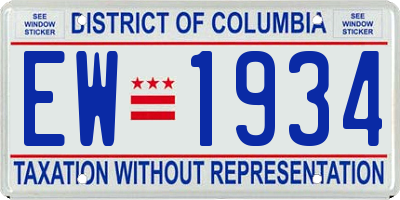 DC license plate EW1934