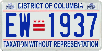 DC license plate EW1937