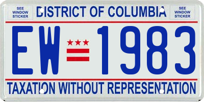 DC license plate EW1983