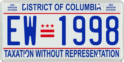 DC license plate EW1998