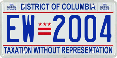 DC license plate EW2004