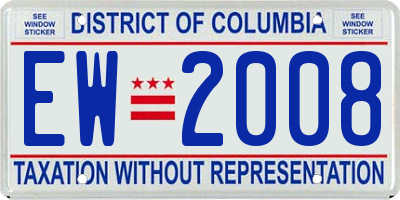 DC license plate EW2008