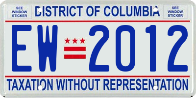 DC license plate EW2012