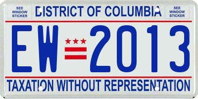 DC license plate EW2013