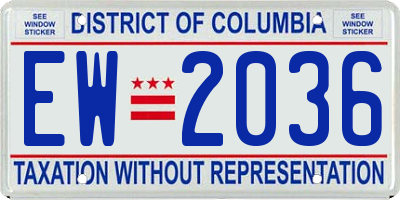 DC license plate EW2036