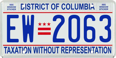 DC license plate EW2063