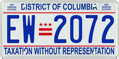 DC license plate EW2072