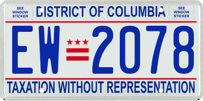 DC license plate EW2078