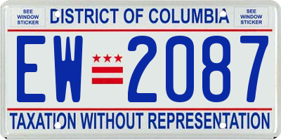 DC license plate EW2087