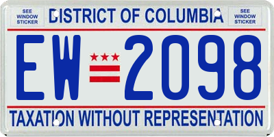 DC license plate EW2098