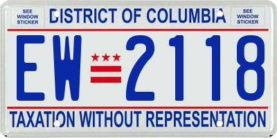 DC license plate EW2118