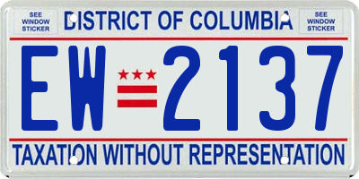 DC license plate EW2137